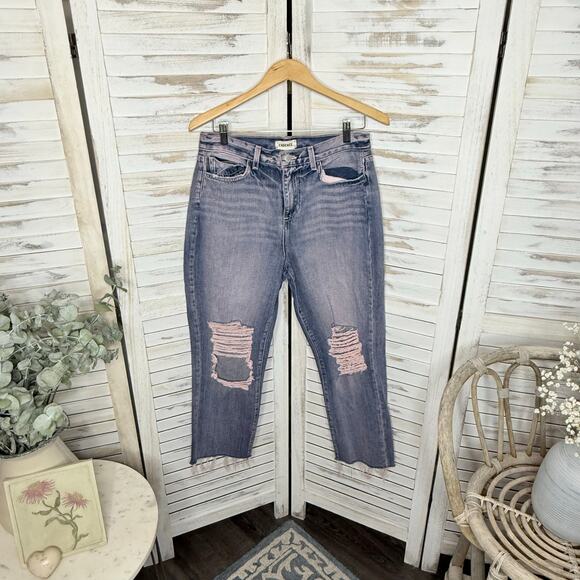L'AGENCE Women's 29 Adele High Rise Cropped Distressed Pink Denim Jean Fallbrook - Picture 12 of 12
